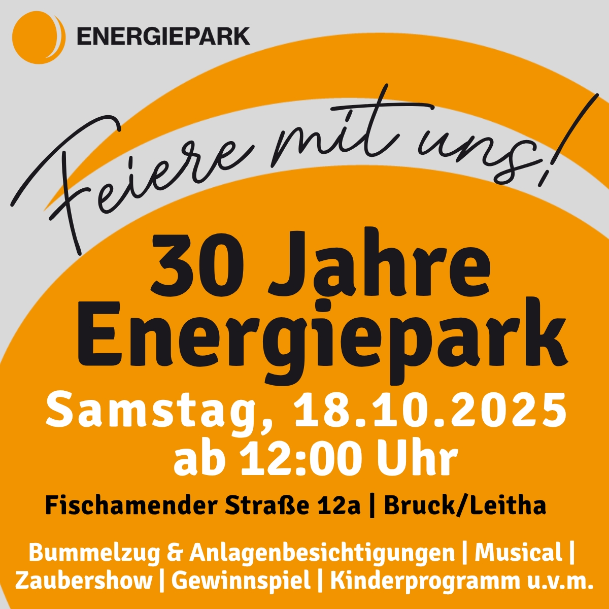 October 18, 2025 from 12:00 noon - We celebrate 30 years of the energy park!
